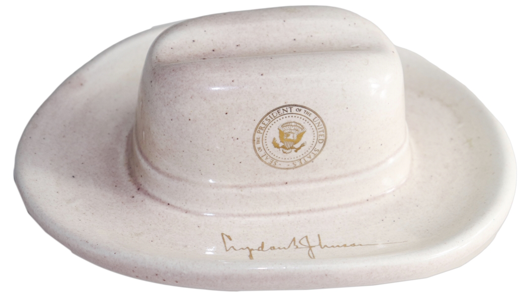 Lyndon B. Johnson Campaign Ashtray Shaped as His Trademark Cowboy Hat