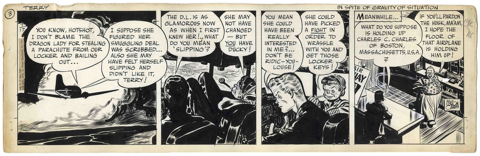 ''Terry and the Pirates'' Original Comic Strip by Milton Caniff From 1946