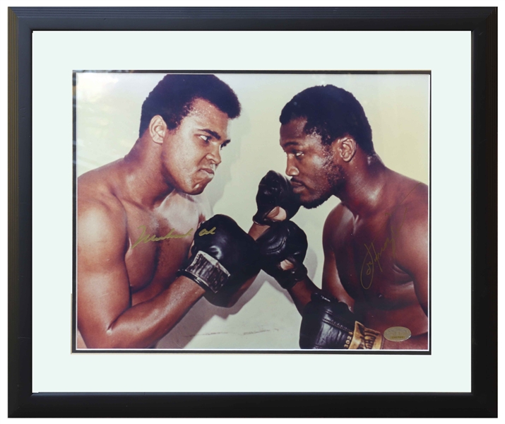 Muhammad Ali & Joe Frazier Dual-Signed 20'' x 16'' Photo of the ''Fight of the Century'' -- With JSA COA