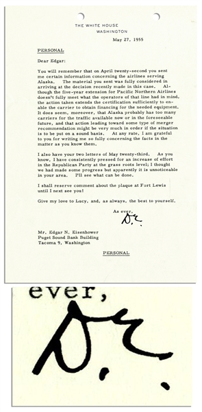 Dwight D. Eisenhower 1955 Typed Letter Signed as President -- ''...I have consistently pressed for an increase of effort in the Republican Party at the grass roots level...''