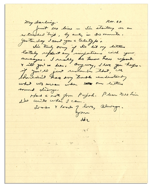 Dwight Eisenhower WWII Autograph Letter Signed -- ''...I love you heaps - if you'll just remember that, we wouldn't have any trouble understanding what we mean when our letters sound strange...''