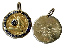 Duchess of Windsor, Wallis Simpson Personally Owned Fashion Academy Award Medallion -- Inscribed to Verso, Duchess of Windsor International Society 54