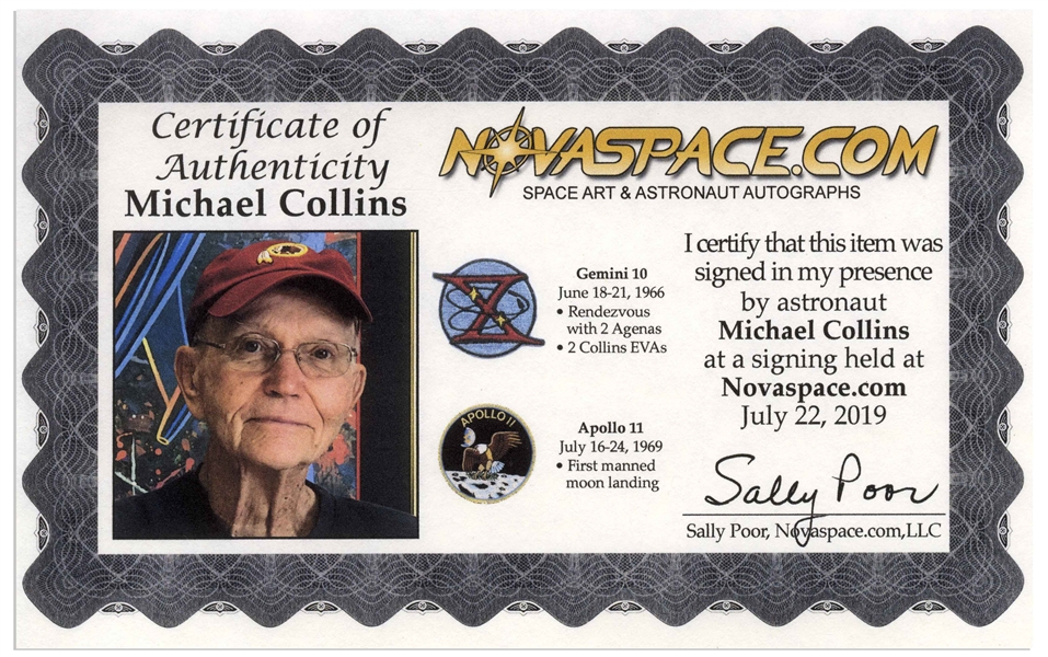 Buzz Aldrin and Michael Collins Signed 20'' x 16'' Photo as Aldrin Walks on the Moon -- With Novaspace COAs
