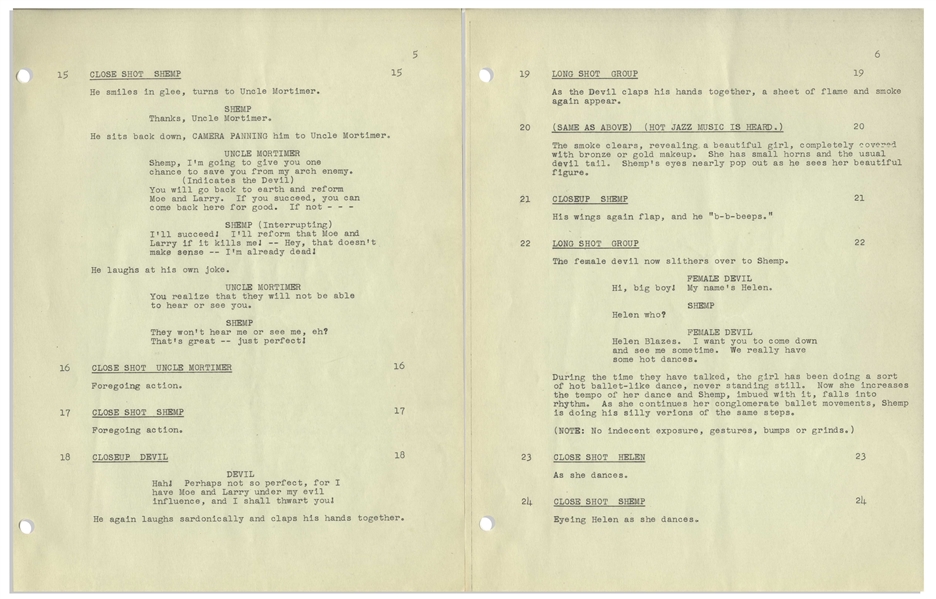 Moe Howard's Personally Owned Script for The Three Stooges 1955 Film ''Bedlam in Paradise'' -- With Moe's Hand Edits