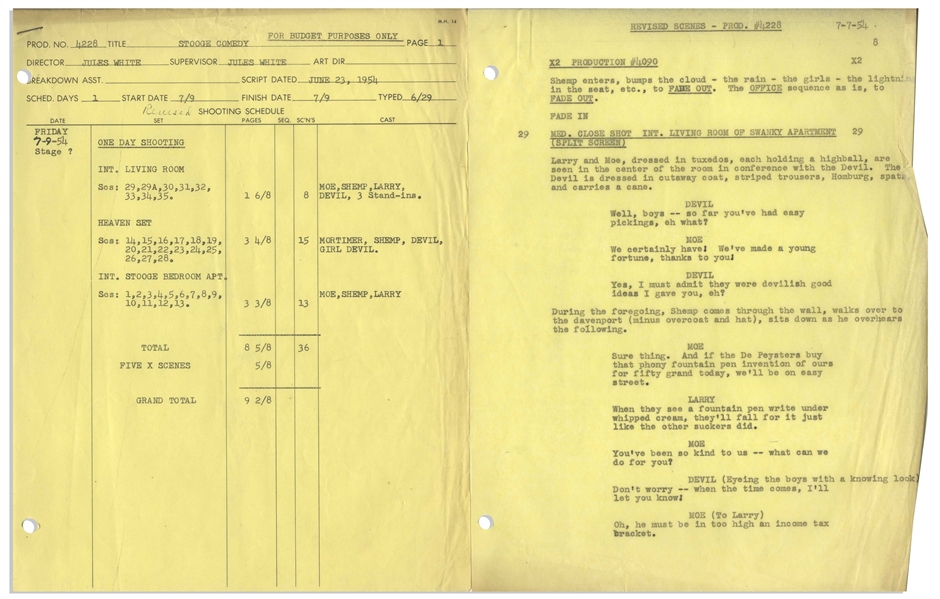 Moe Howard's Personally Owned Script for The Three Stooges 1955 Film ''Bedlam in Paradise'' -- With Moe's Hand Edits