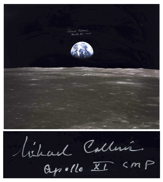 Michael Collins Signed 20'' x 16'' Photo of the Earth From Space
