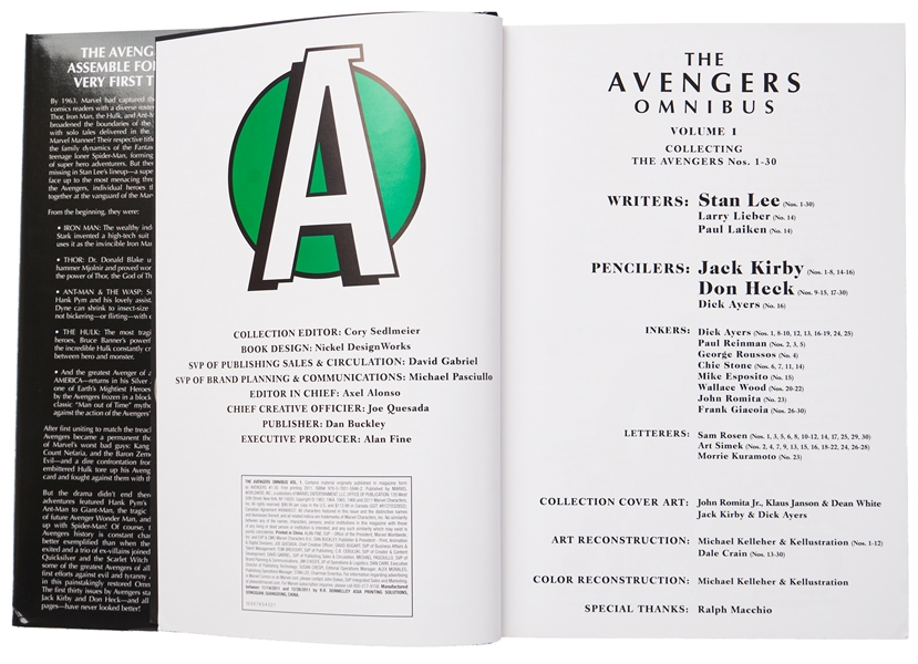 Stan Lee Signed ''The Avengers Omnibus'' Coffee Table Book -- Also Signed by 8 Members of Superhero Squad Including Chris Hemsworth & Chris Evans