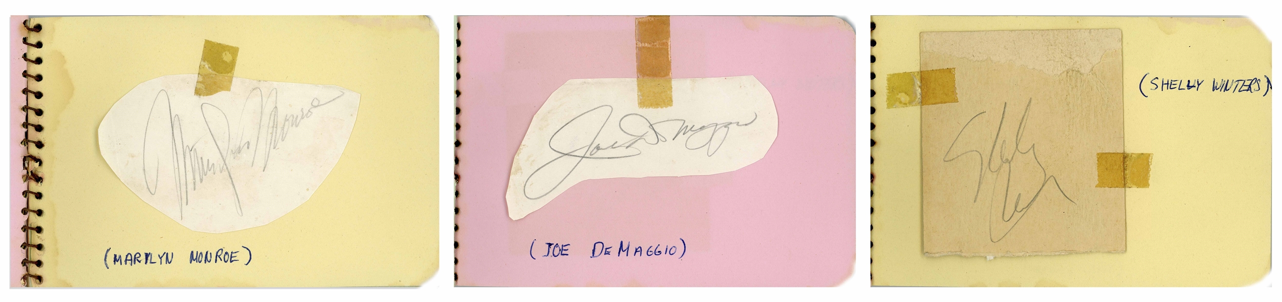 Marilyn Monroe Signature Contained in Autograph Book -- With Joe DiMaggio, Shelley Winters & Other Signatures