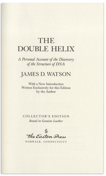 James Watson Signed Deluxe Edition of ''The Double Helix''