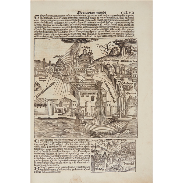 Scarce 1493 First Edition of Nuremberg Chronicle, the Lavishly Illustrated High Point of Printing in the Age of Incunable, Published Shortly After the Gutenberg Bible