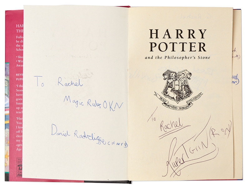 Rare Cast-Signed Copy of ''Harry Potter and the Philosopher's Stone'' -- Signed by 14 Actors From the First Harry Potter Film Including Daniel Radcliffe, Emma Watson & Rupert Grint -- With PSA/DNA COA