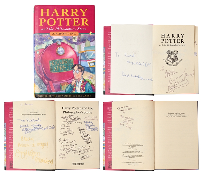 Rare Cast-Signed Copy of ''Harry Potter and the Philosopher's Stone'' -- Signed by 14 Actors From the First Harry Potter Film Including Daniel Radcliffe, Emma Watson & Rupert Grint -- With PSA/DNA COA