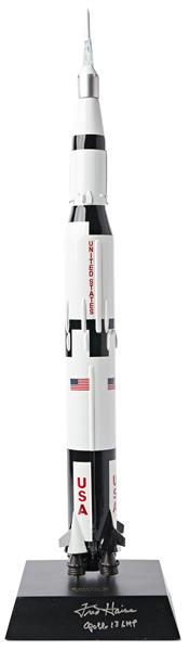 Fred Haise Signed Apollo Saturn V Rocket Model