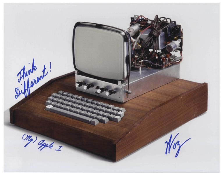 Steve Wozniak Signed 14'' x 11'' Photo of the Apple 1 Computer, Writing ''Think Different''