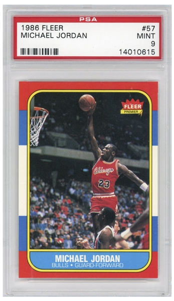 Michael Jordan 1986 Fleer Rookie Card #57 -- PSA Graded Mint 9