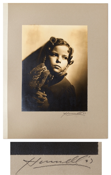 Shirley Temple Personally Owned Photo From ''Heidi'' -- Large Portrait of Shirley Signed by Photographer George Hurrell on Mat