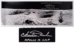 Charlie Duke Signed 23.5 Panoramic Photo at the Edge of the Plum Crater