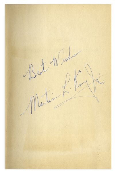 Martin Luther King Signed First Printing of ''Stride Toward Freedom'' Without Inscription -- With University Archives COA
