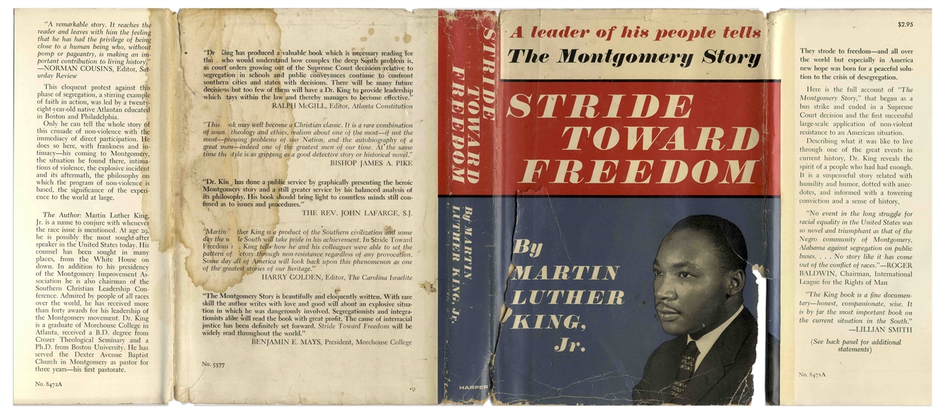 Martin Luther King Signed First Printing of ''Stride Toward Freedom'' Without Inscription -- With University Archives COA