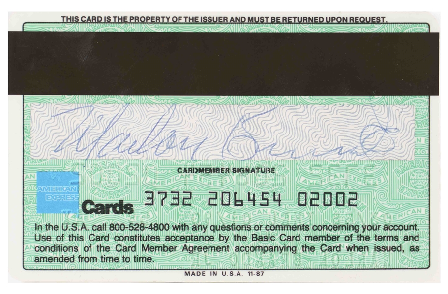 Marlon Brando Signed American Express Card