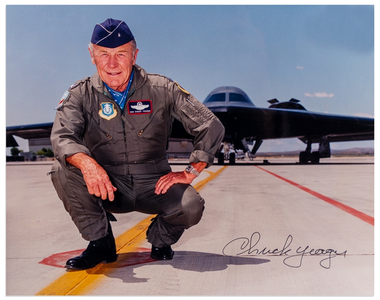 Chuck Yeager Signed 10'' x 8'' Photo