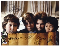 The Goonies Cast-Signed 14 x 11 Photo -- Signed by All Four Plus Director Richard Donner -- With PSA/DNA COA