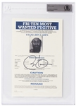 Barack Obama Signed Photo of Osama bin Ladens FBI Most Wanted Poster -- Beckett Encapsulated