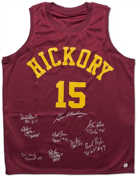 ''Hoosiers'' Cast-Signed Hickory Basketball Jersey