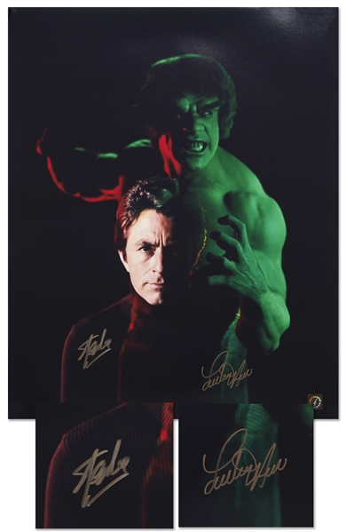 Stan Lee and Lou Ferrigno Signed 16'' x 20'' Photo From ''The Incredible Hulk''