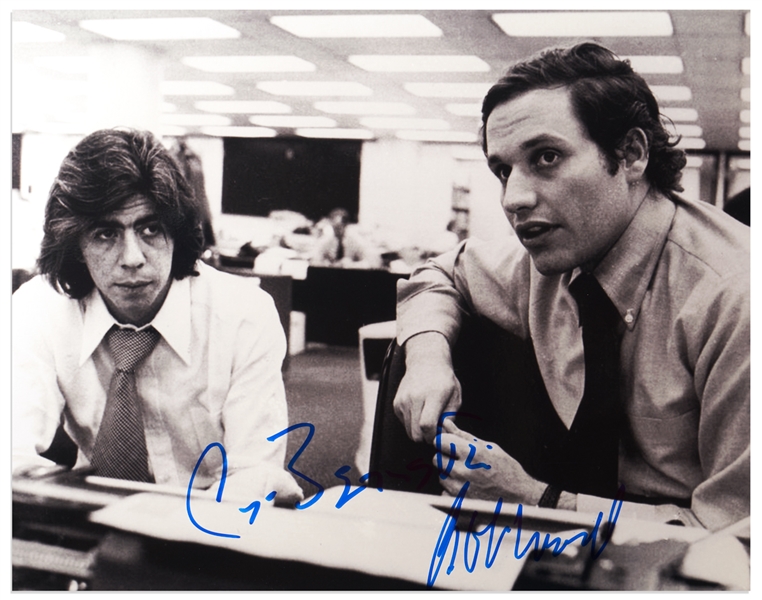 Photo Signed by Bob Woodward and Carl Bernstein, the Investigative Journalists Who Broke Watergate -- Large Photo Measures 14'' x 11''