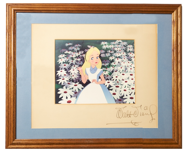 Walt Disney Signed Mat Showcasing ''Alice in Wonderland'' Dye Transfer Print