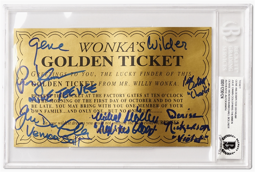 Willy Wonka Cast-Signed Golden Ticket -- With Beckett Authentication for All Signatures