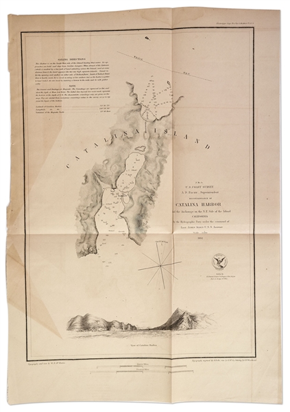 California Map From 1852 of Catalina Harbor