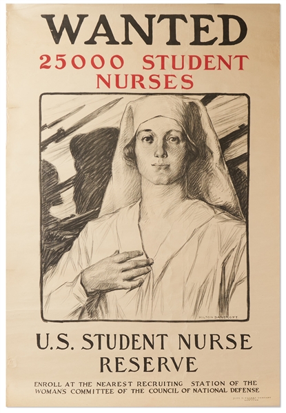 World War I Poster From 1917 -- ''Wanted 25000 Student Nurses''