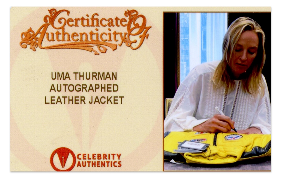 Yellow Leather ''Kill Bill'' Jacket Signed by Uma Thurman