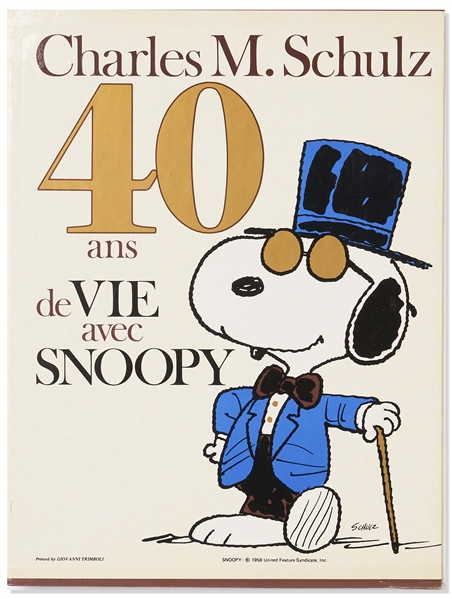Charles Schulz Hand-Drawn Sketch of Snoopy in the French Coffee Table Book, ''40 Ans de Vie avec Snoopy''