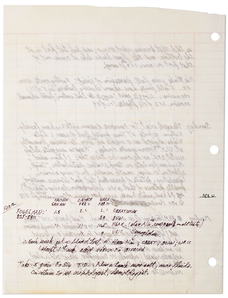 Richard Feynman 7pp. Handwritten Document From the Challenger Investigation -- Feynman's Detailed Notes for 13 Days Spanning 5-18 February, Leading Up to & Including Discovery of O-ring Failure