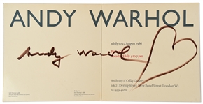 Andy Warhol Signed Art Exhibition Program -- Warhol Adds a Large Heart Symbol After His Signature