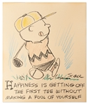 Charles Schulz Hand-Drawn Sketch of Charlie Brown Playing Golf -- Large Sketch Measures 20 x 24