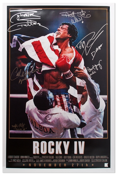 ''Rocky IV'' Cast-Signed Poster -- Signed by Sylvester Stallone, Talia Shire, Burt Young, Carl Weathers & More