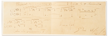 Maurice Ravel Signed and Handwritten Musical Quotation for Valses Nobles et Sentimentales