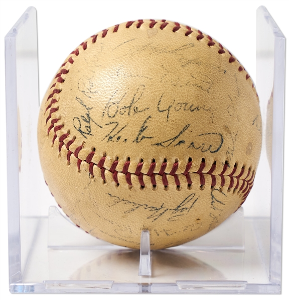 1955 Cleveland Indians Team-Signed Baseball -- 26 Signatures Including Larry Doby, Bobby Avila, Al Rosen, Early Wynn, Bob Lemon and Mike Garcia