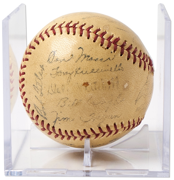 1955 Cleveland Indians Team-Signed Baseball -- 26 Signatures Including Larry Doby, Bobby Avila, Al Rosen, Early Wynn, Bob Lemon and Mike Garcia