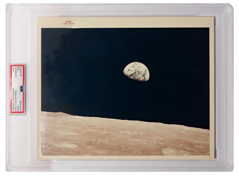 Apollo 8 Earthrise ''Red Number'' 10'' x 8'' Photo -- Printed on ''A Kodak Paper'' & Encapsulated by PSA as Type I Photo from 1968