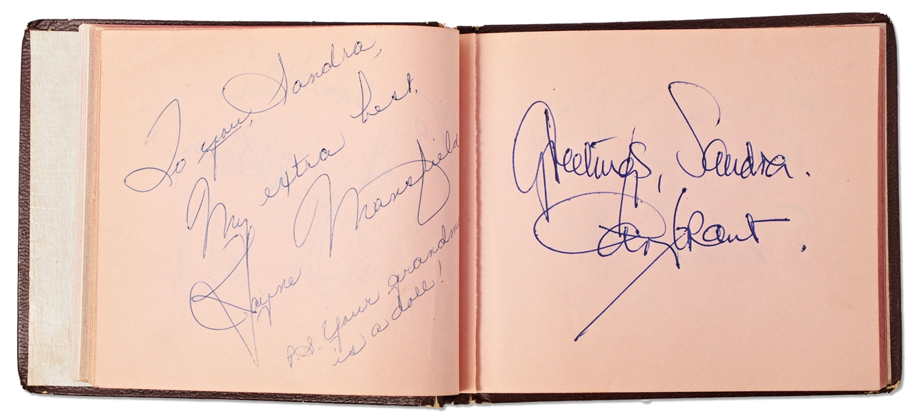 Fantastic Hollywood Autograph Book With Over 80 Signatures Including Marilyn Monroe, Elvis Presley, Marlon Brando, Cary Grant, Jayne Mansfield, Olivia de Havilland, Jane Russell, Edmund Gwenn & More