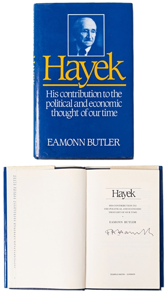 Friedrich Hayek Signed First Edition of ''Hayek: His Contribution to the Economic and Political Thought of Our Time''