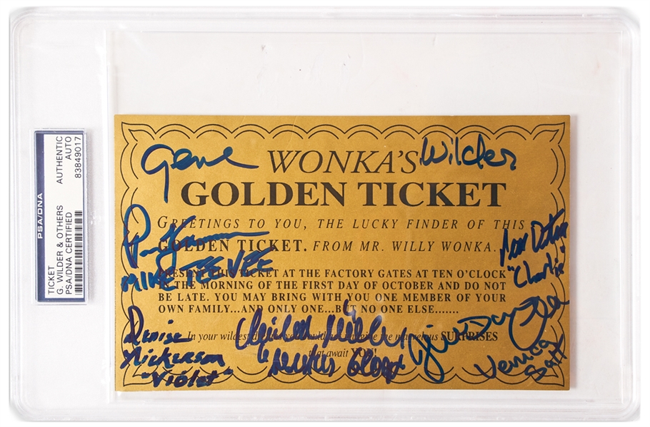 Willy Wonka Cast-Signed Golden Ticket -- Encapsulated by PSA/DNA