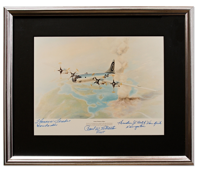Enola Gay Crew-Signed Artwork of the Plane in Flight