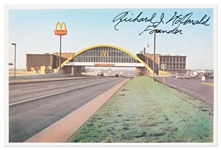 Richard McDonald Signed Postcard of the Worlds Largest McDonalds Restaurant