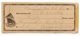 Laura Ingalls Wilder Receipt Signed, Completed Entirely in Her Hand -- With University Archives COA